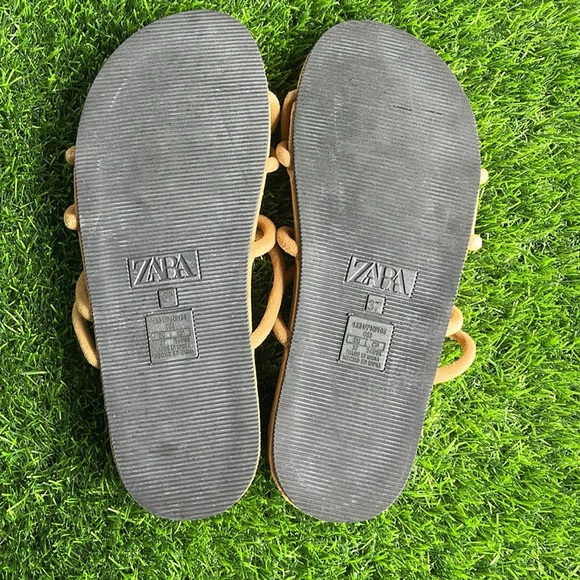 ZARA Tan Soft Suede Strappy Flat Sandals size 6.5 EU37 - Picture 6 of 9